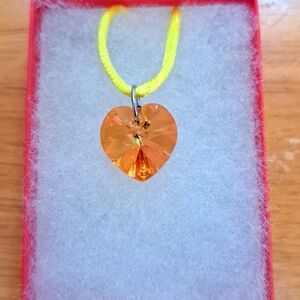 Candy Corn Crystal Heart Necklace